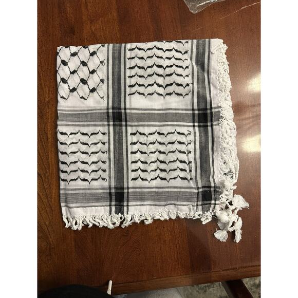 NEW Open Bag Black Palestine Shemagh Tassels Head Scarf Authentic Middle Eastern - Picture 6 of 6